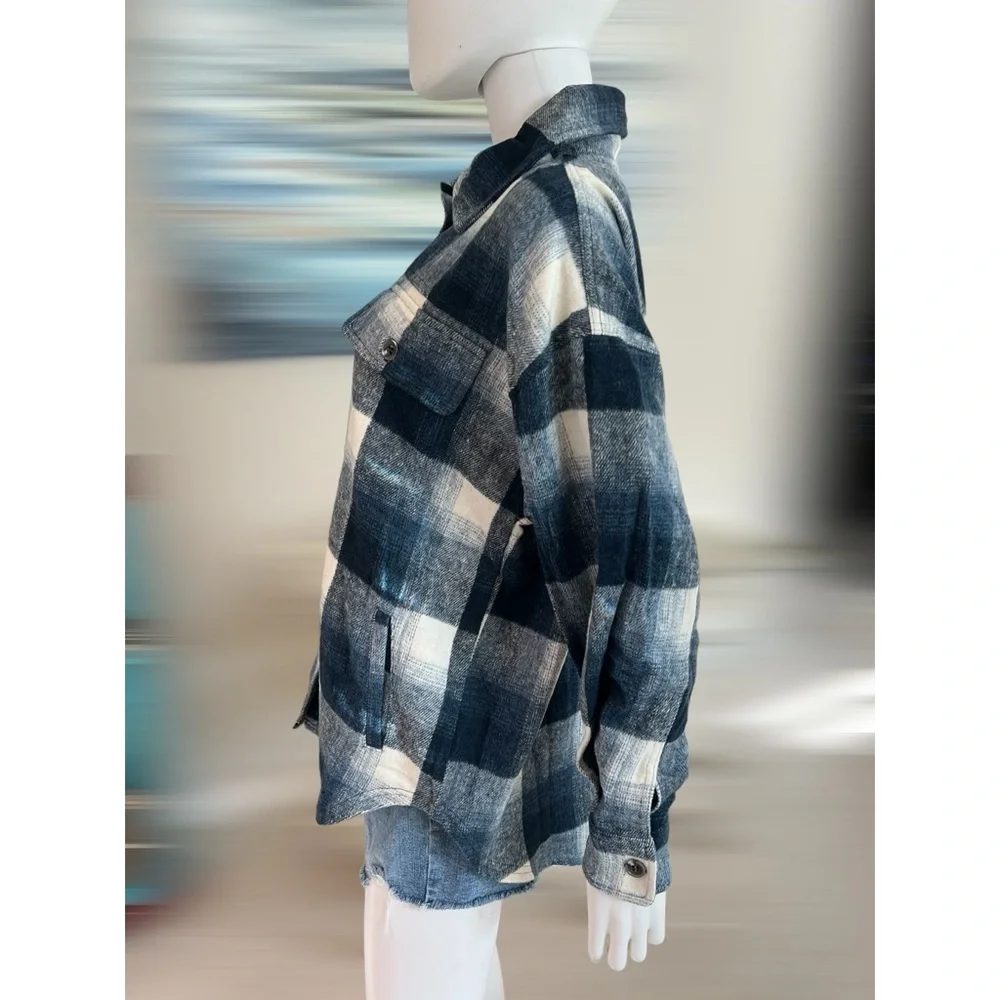 EIGHTY THREADS blues part wool shacket S M L - Picture 7 of 10